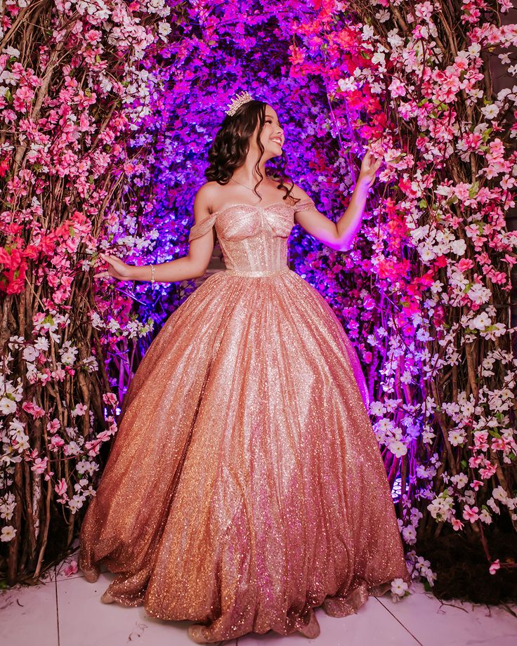 Modest Ball Gown Off The Shoulder Blush Pink Sequin Long Prom Dresses Party Dress 18th Birthday Outfits Graduation Dress B547