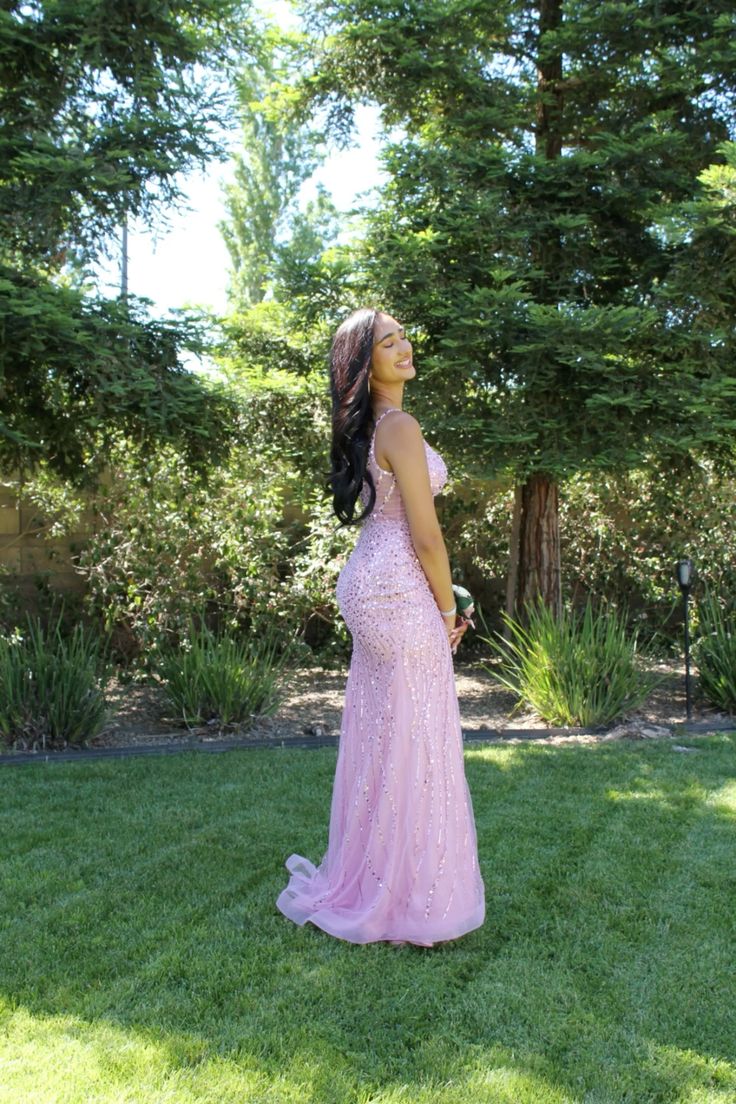 Robe de bal longue à paillettes lilas, style sirène, bretelles spaghetti, tenue de soirée pour 18e anniversaire, robe de remise de diplôme, B566