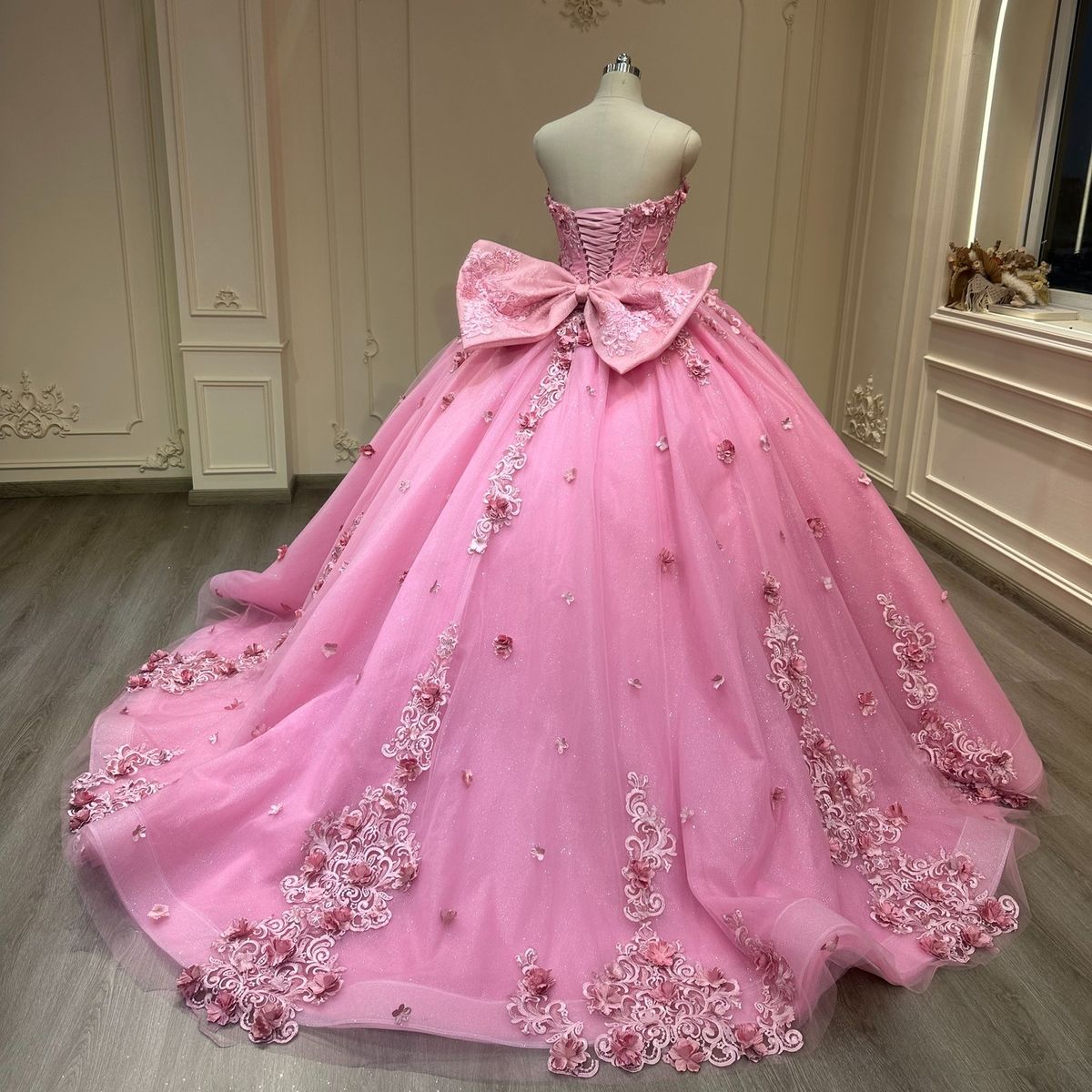 Bescheidene Quinceanera-Kleider Ballkleid Schatz Tüll Rosa 18. Geburtstagskleider Vestidos De 15 Anos Formale Party Langes Süßes 16-Kleid B619