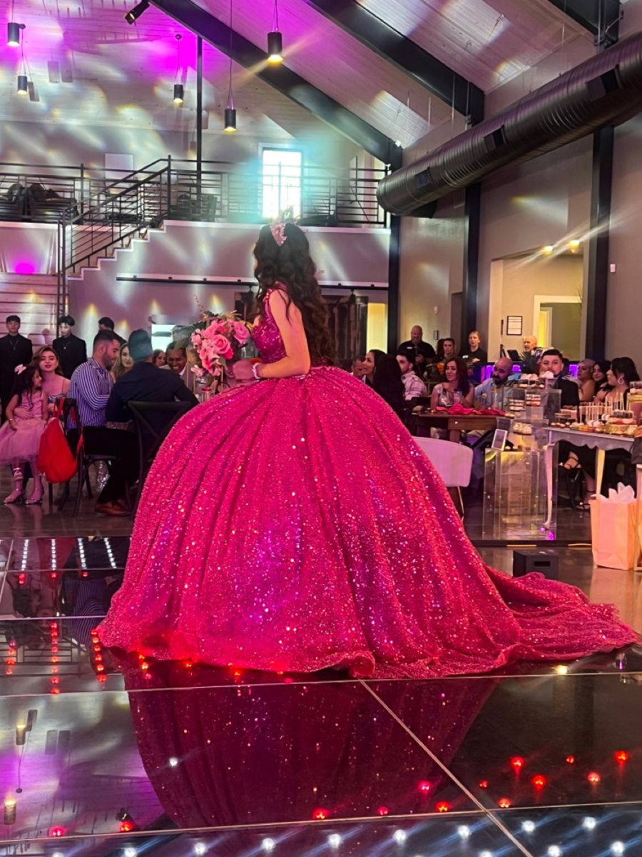 Charming Quinceanera Kleider Ballkleid Pailletten Pink Geburtstagskleider Vestidos De 15 Anos Formale Party Lange Süße 16 Kleid B621