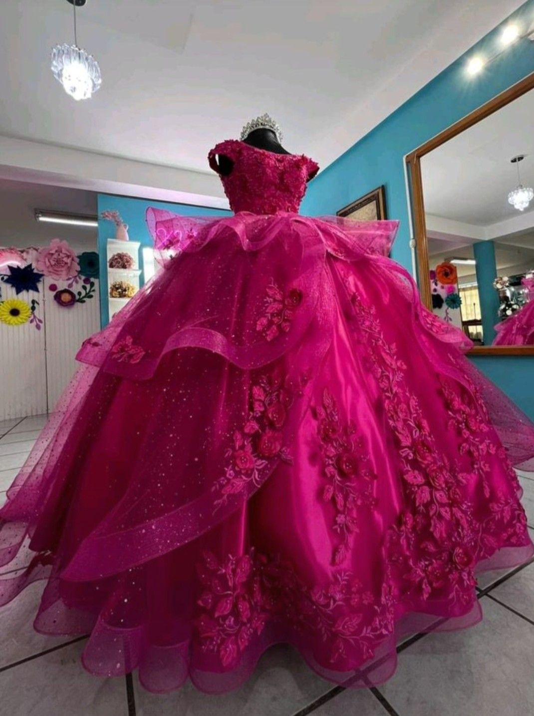 Charming Quinceanera Kleider Ballkleid Scoop Neck Fushcia Geburtstag Kleider Vestidos De 15 Anos Formale Partei Lange Süße 16 Kleid B623