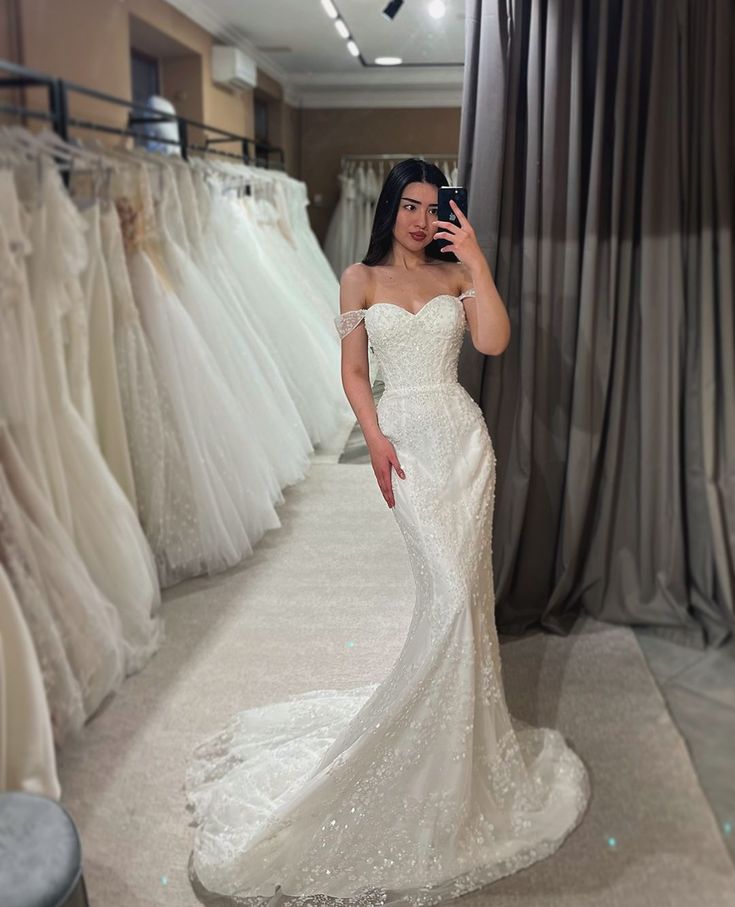 Modest Mermaid Sweetheart White Sequin Wedding Dress Long Fairytale Autumn Vintage Wedding Dresses B682