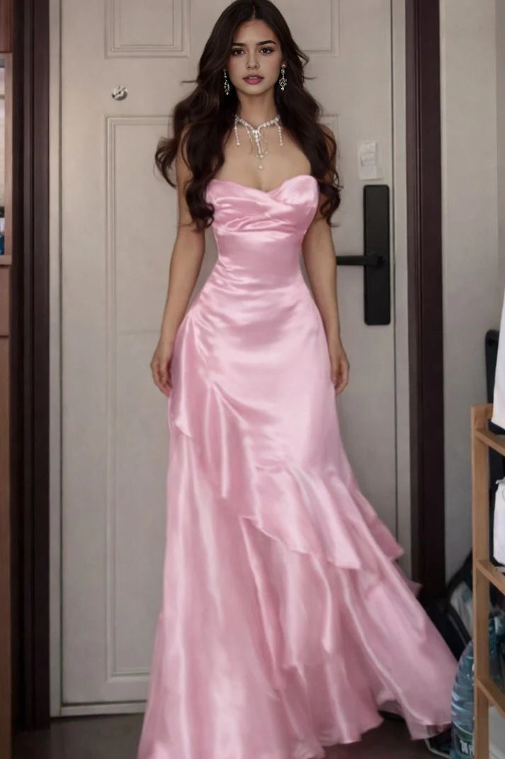 Élégante robe de bal longue à fines bretelles, robes de soirée et de mariée stylées N2836