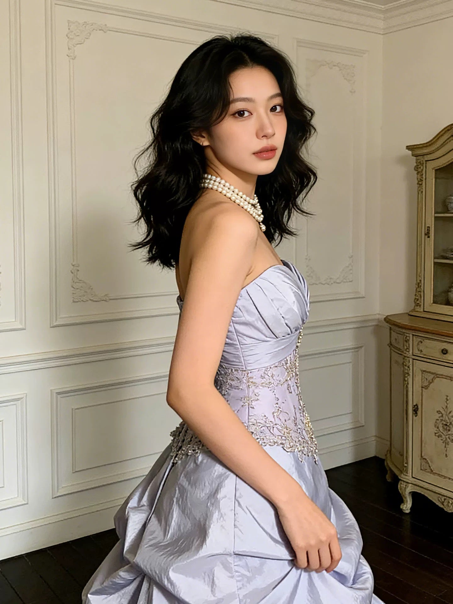 Robes de bal modestes Cœur en satin lilas Anniversaire Tenue élégante Robes de bal formelles N4088