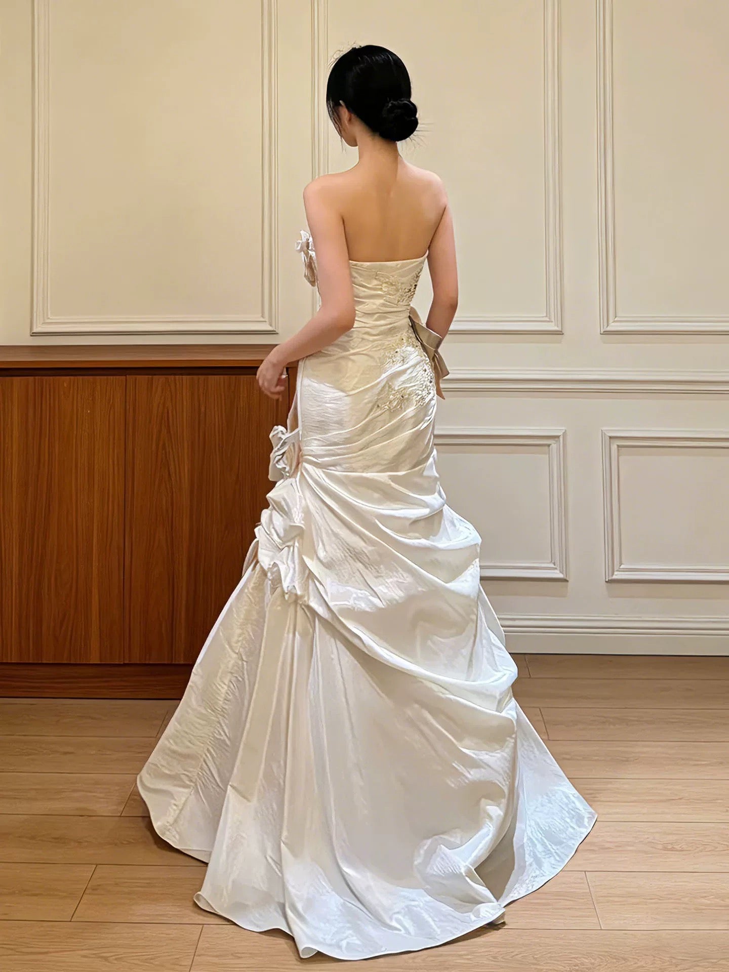 Vintage Wedding Dresses Mermaid Sweetheart With 3D Flowers Summer Garden Wedding Dress N4177