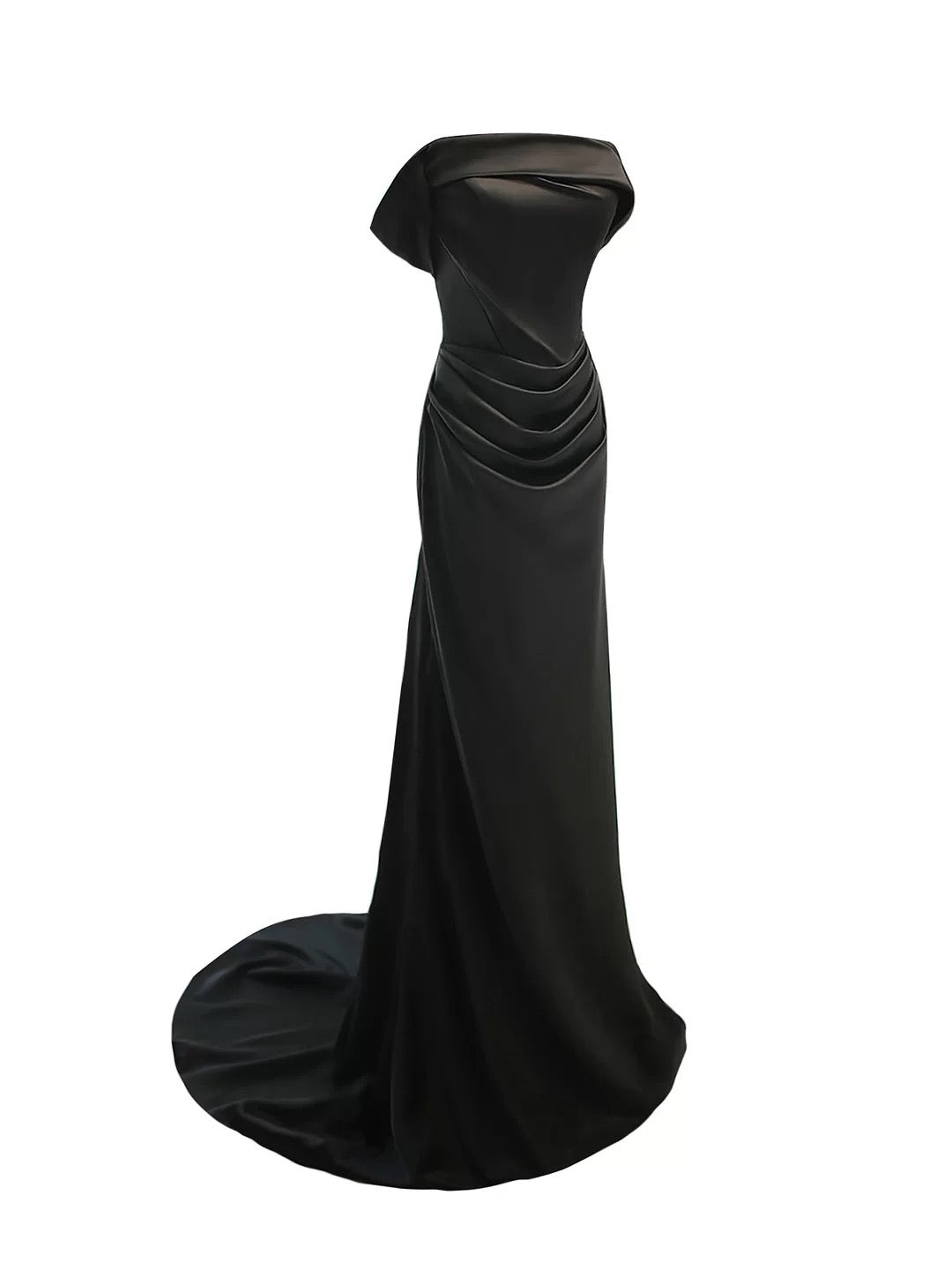 Bezauberndes Meerjungfrauenkleid schulterfrei schwarz mit Ärmeln Sommer 19. Geburtstag elegantes Outfit Hochzeitsgastkleider N4145