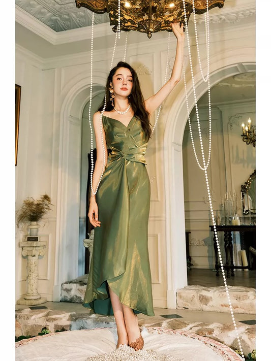 Classy Sheath Spaghetti Strap Green For Women Girls Teens Prom Dresses N2178