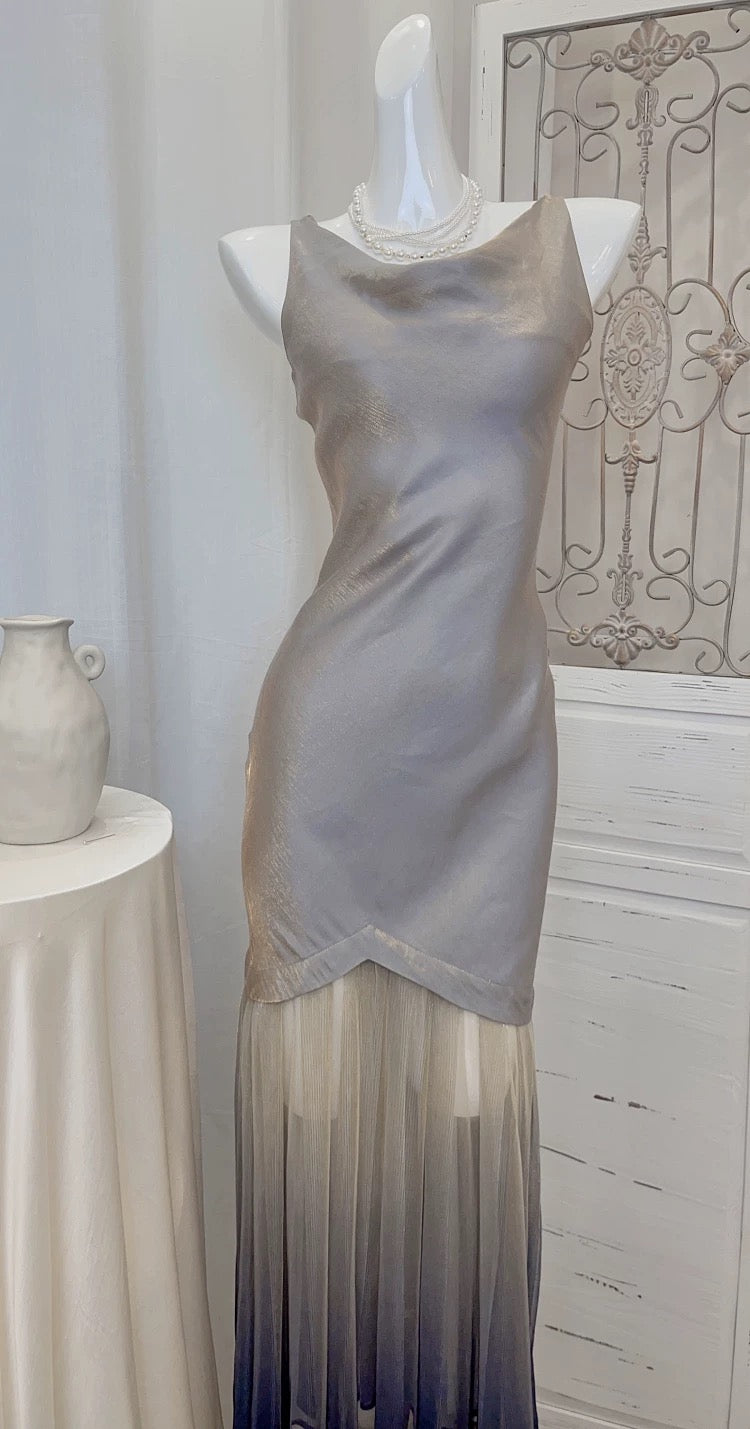 Ethereal Women's Mermaid Scoop Ombre Colors Maxi Dress Date Night Outfits Outdoor Semi Formal Wedding Guest Dresses RB5105