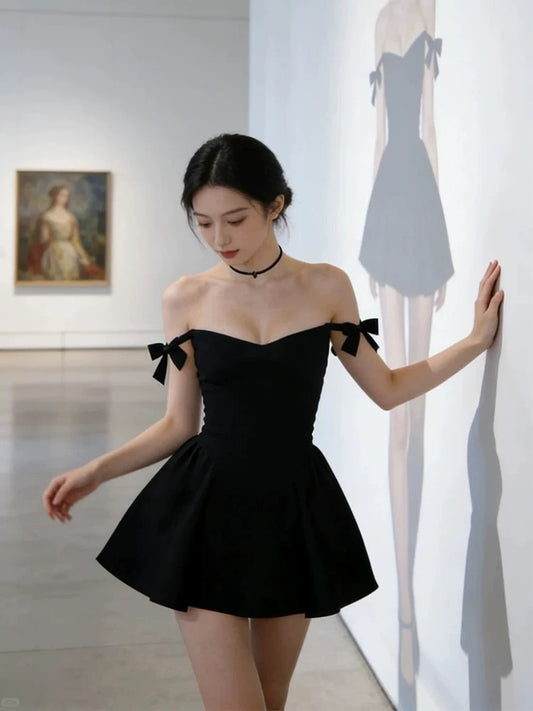 Simple Ball Gown Spaghetti Strap Little Black Short Mini Party Dress Cocktail Homecoming Dresses N3954