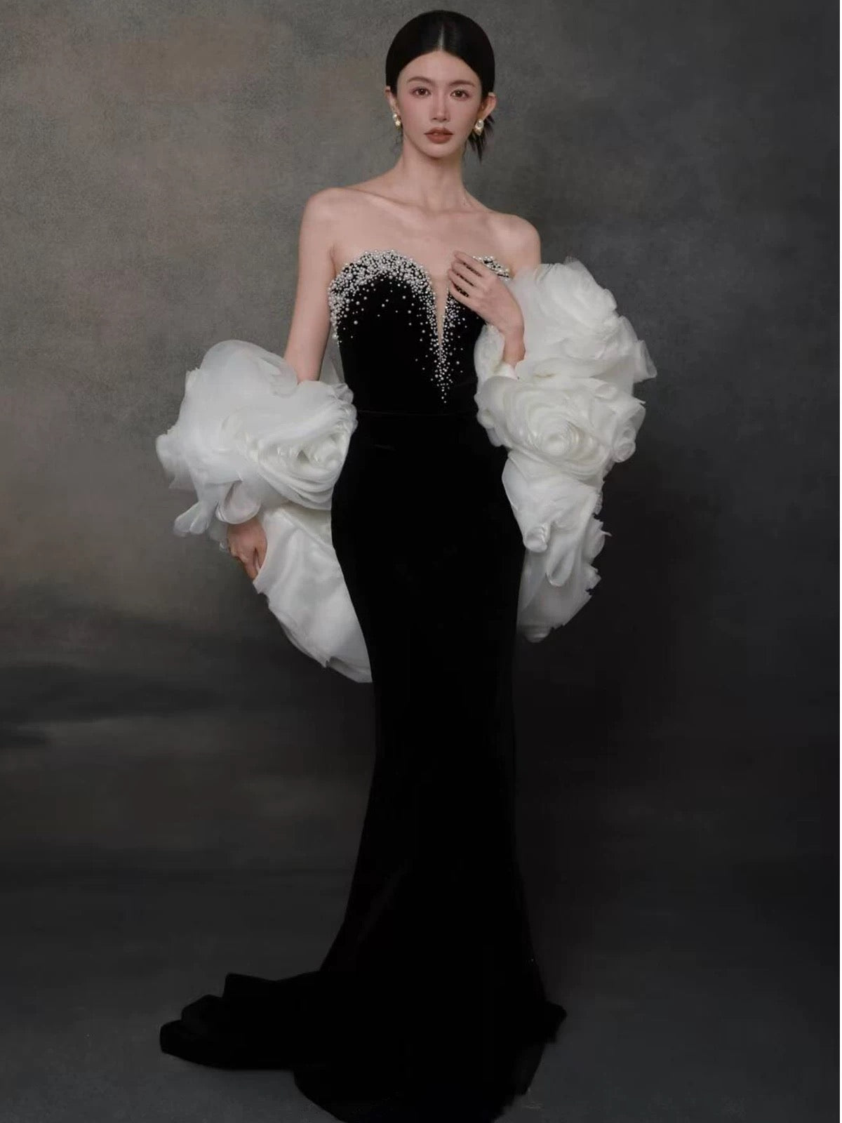 Modest Mermaid Sweetheart Black Tie Dress With Beaded Top Long Prom Evening Dresses Inspo Party Outfits RB5239