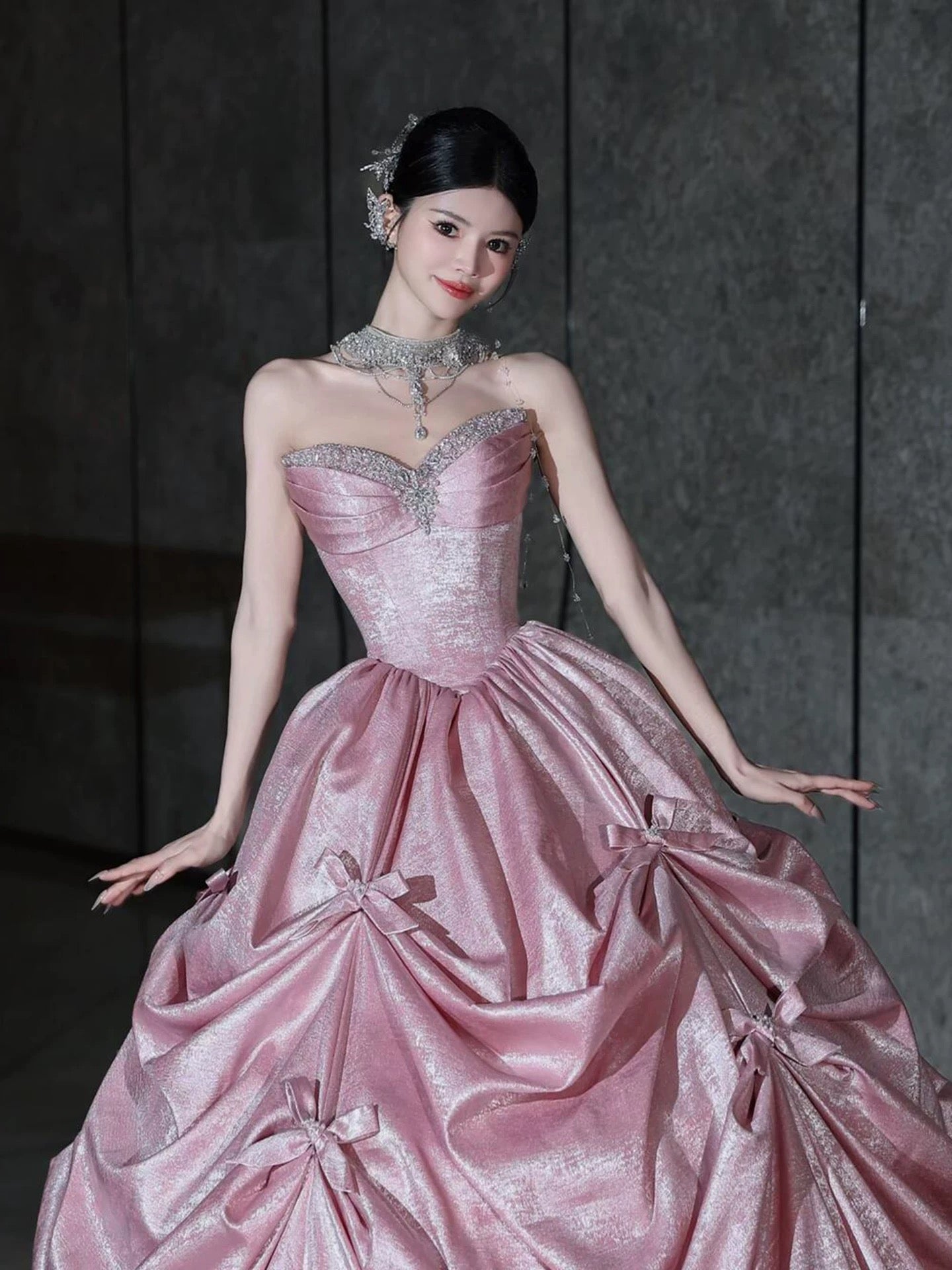 Glittery Prom Dress Ball Gown Sweetheart Pink With Beading Floor Length Quinceanera Dresses Party Formal Outfits RB5233