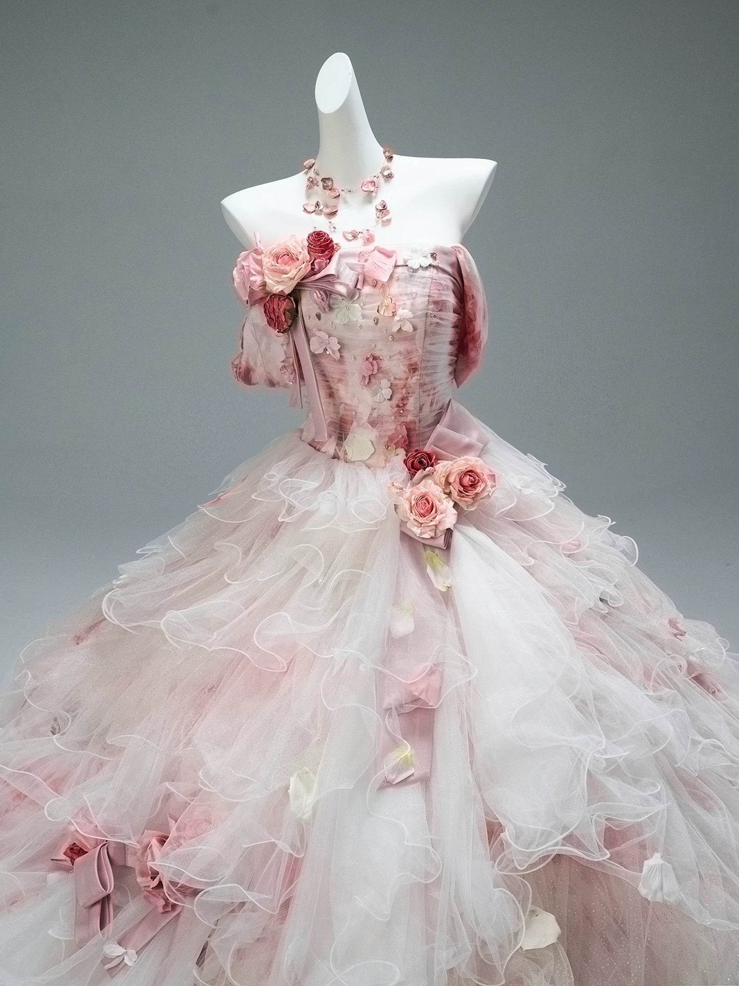 Pretty Ball Gown Off The Shoulder Pink With Flowers Long 15 Quinceanera Dresses Photo Ideas Formal Outfit RB5574