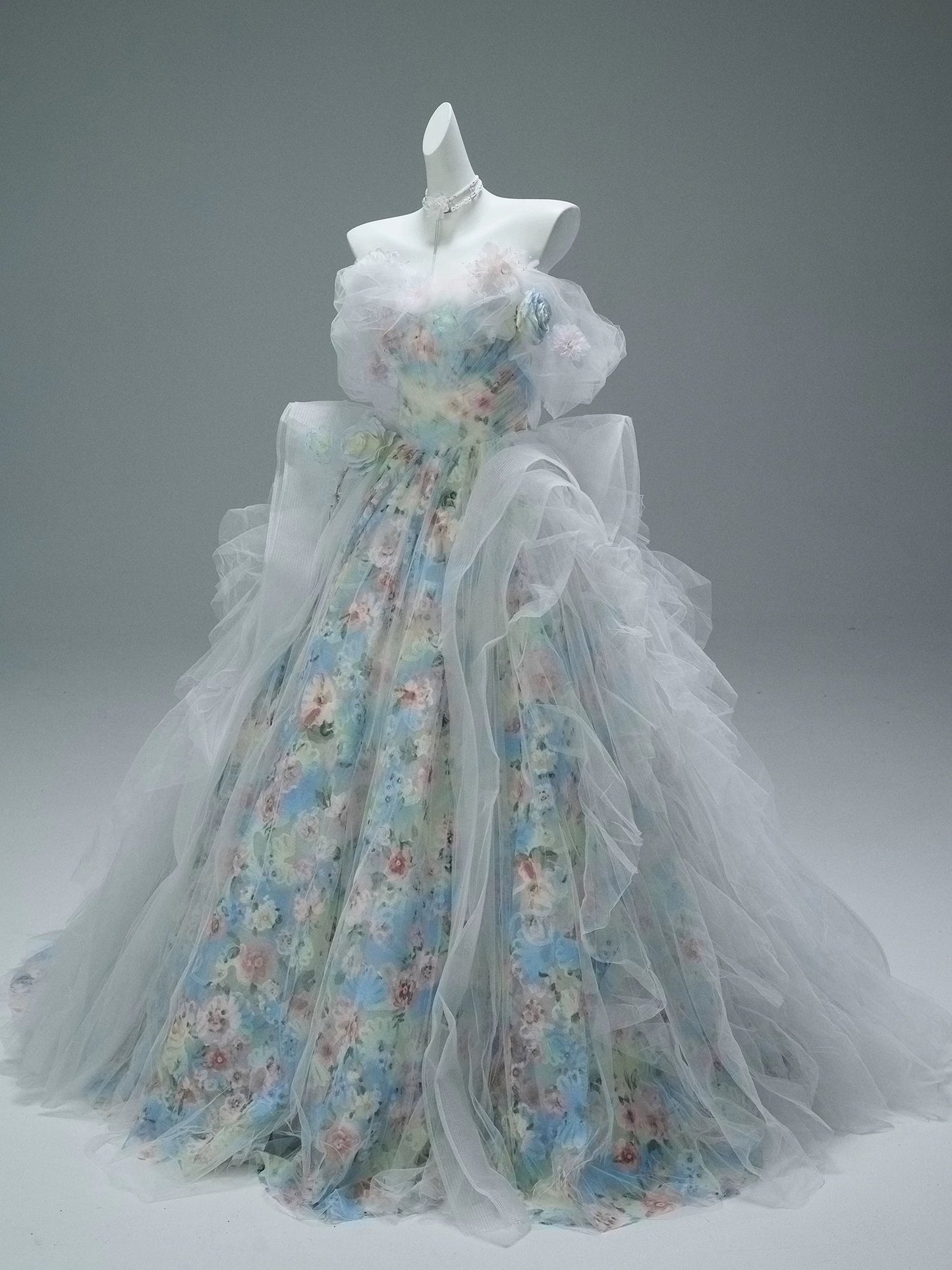 Princess Style Ball Gown Off The Shoulder Floral Tulle With Ruffled Long 15 Quinceanera Dresses Photo Ideas Formal Outfit RB5515