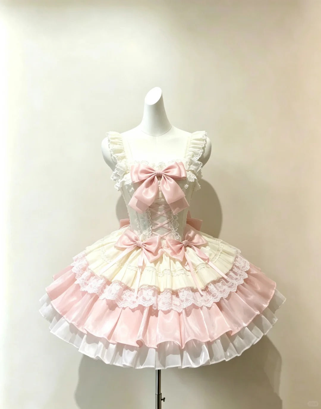 Elegantes Ballkleid Eckiger Ausschnitt Rosa Satin Mit Schleife Lolita Kleid Homecoming Kleider Cocktail Hoco Outfit RB4675