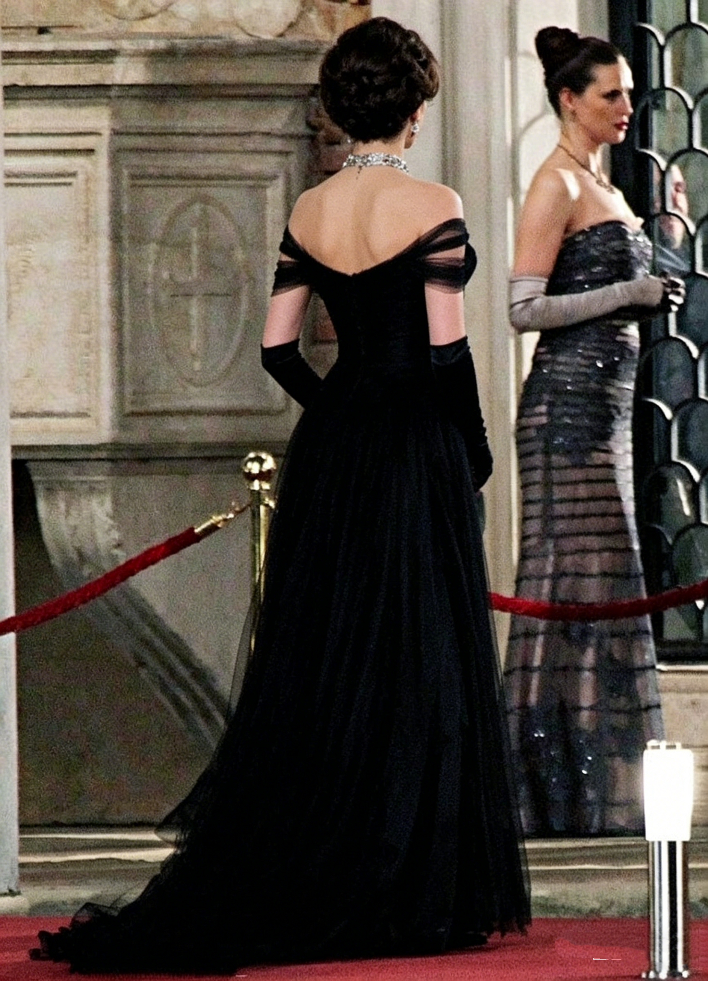 Vintage Ballkleid, schwarz, Geburtstagskleid, schulterfrei, Abiballkleid, Partykleid N1856