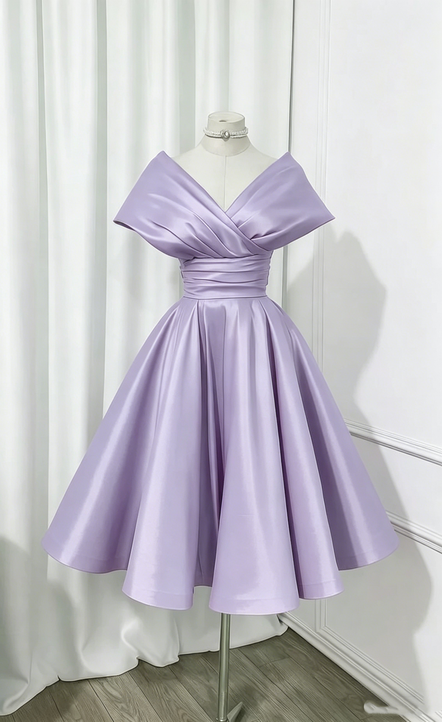 Jolie robe de bal rose courte, mini, épaules dénudées, robes de bal de promo, robe de remise de diplôme N2435