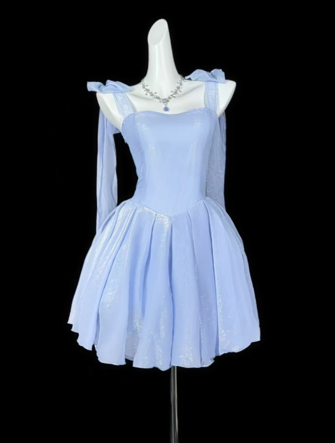 2026 Neue Homecoming-Kleider Mini kurze Spaghettiträger blaues Abschluss-Cocktailkleid N4302