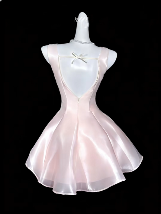 Sweet Ball Gown Square Neck Pink Short Mini Party Dress Cocktail Homecoming Dresses N4325