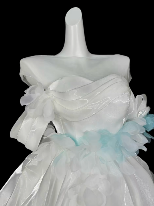 Sweet Ball Gown Off The Shoulder White Short Mini Party Birthday Cocktail Homecoming Dresses N4361