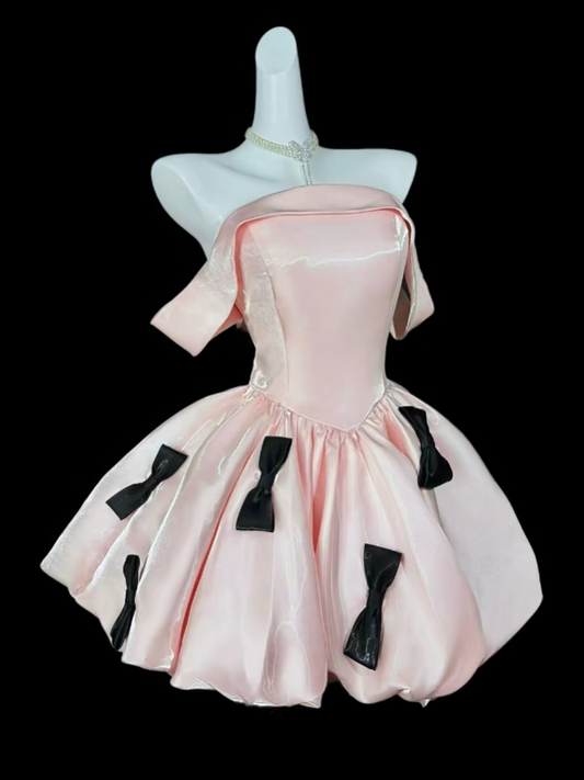 Unique Ball Gowns Off The Shoulder Blush Pink Short Mini Party Graduation Homecoming Dresses N4413