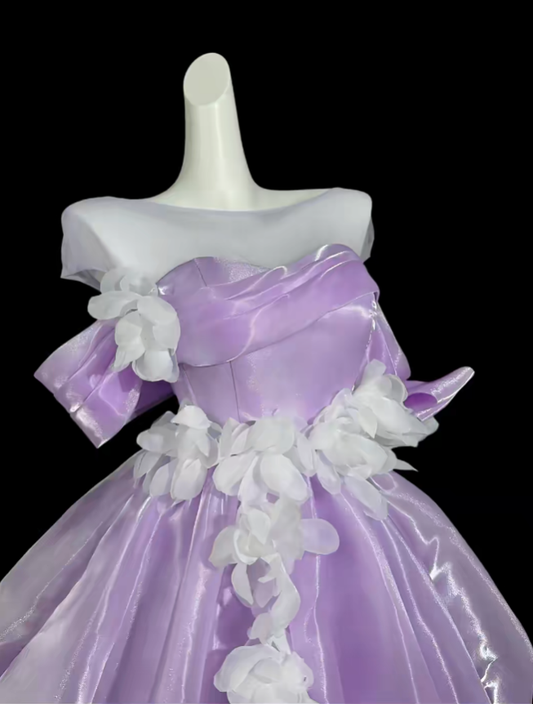 Sweet Ball Gown Off The Shoulder Lilac Organza Short Mini Party Cocktail Homecoming Dresses N4428