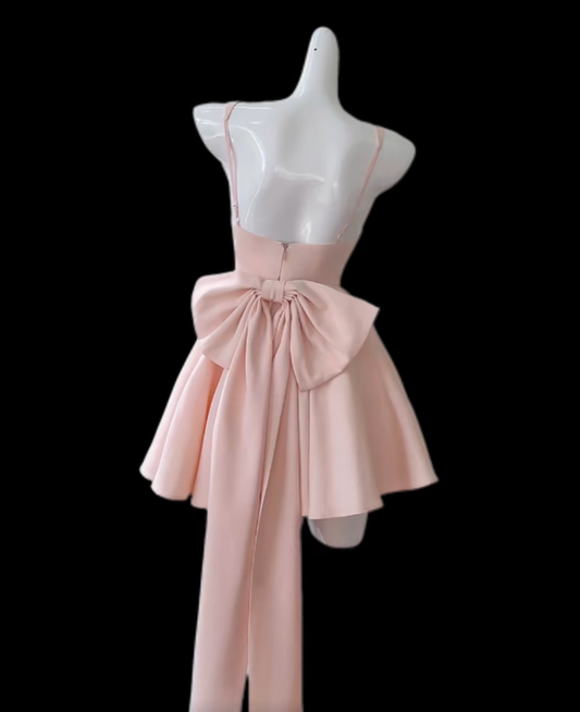 Pretty Ball Gown Square Neck Blush Pink Mini Senior Inspo Graduation Short Homecoming Dresses N4704