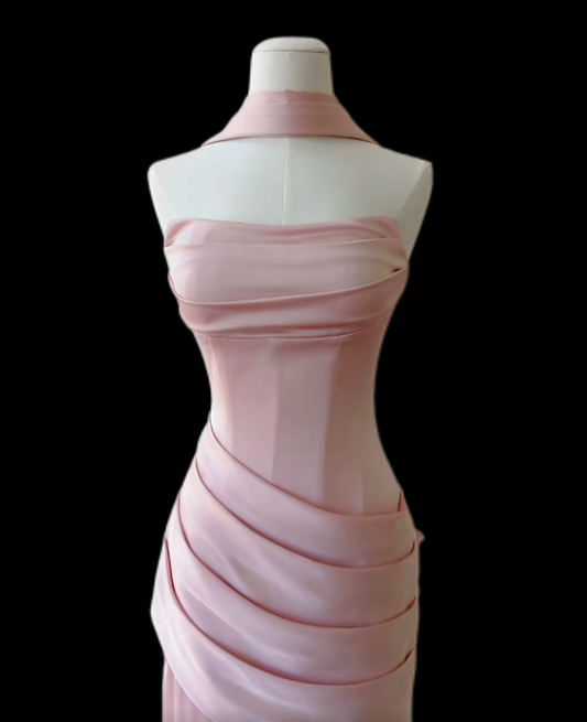 Classy Mermaid Strapless Pink With Scarf Ideas For Women 18th Birthday Dresses Holiday Summer Outfits N4714