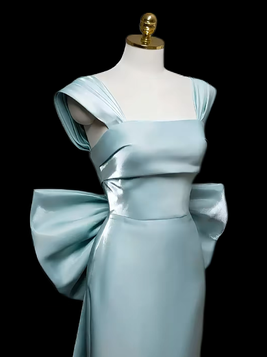 Classy Mermaid Strapless Blue With Bow-knot Ideas For Women 18th Birthday Dresses Holiday Summer Outfits N4716