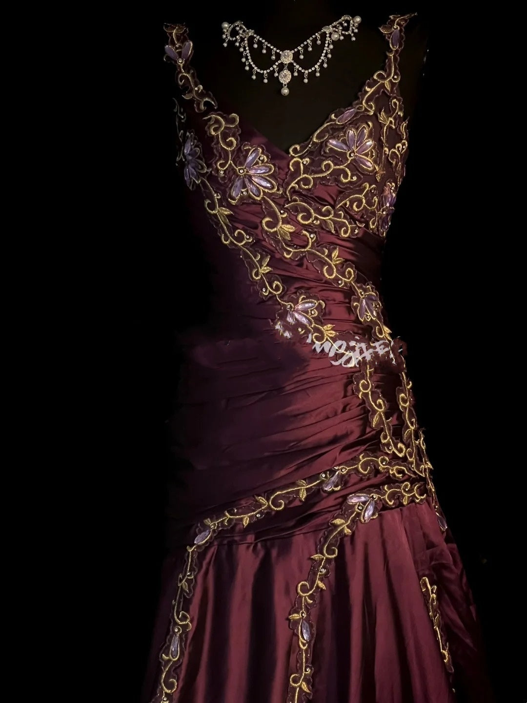 Chic Mermaid Spaghetti Strap Satin With Appliqued Long Party Dresses Prom Dresses Impress Wedding Guest Dress N916