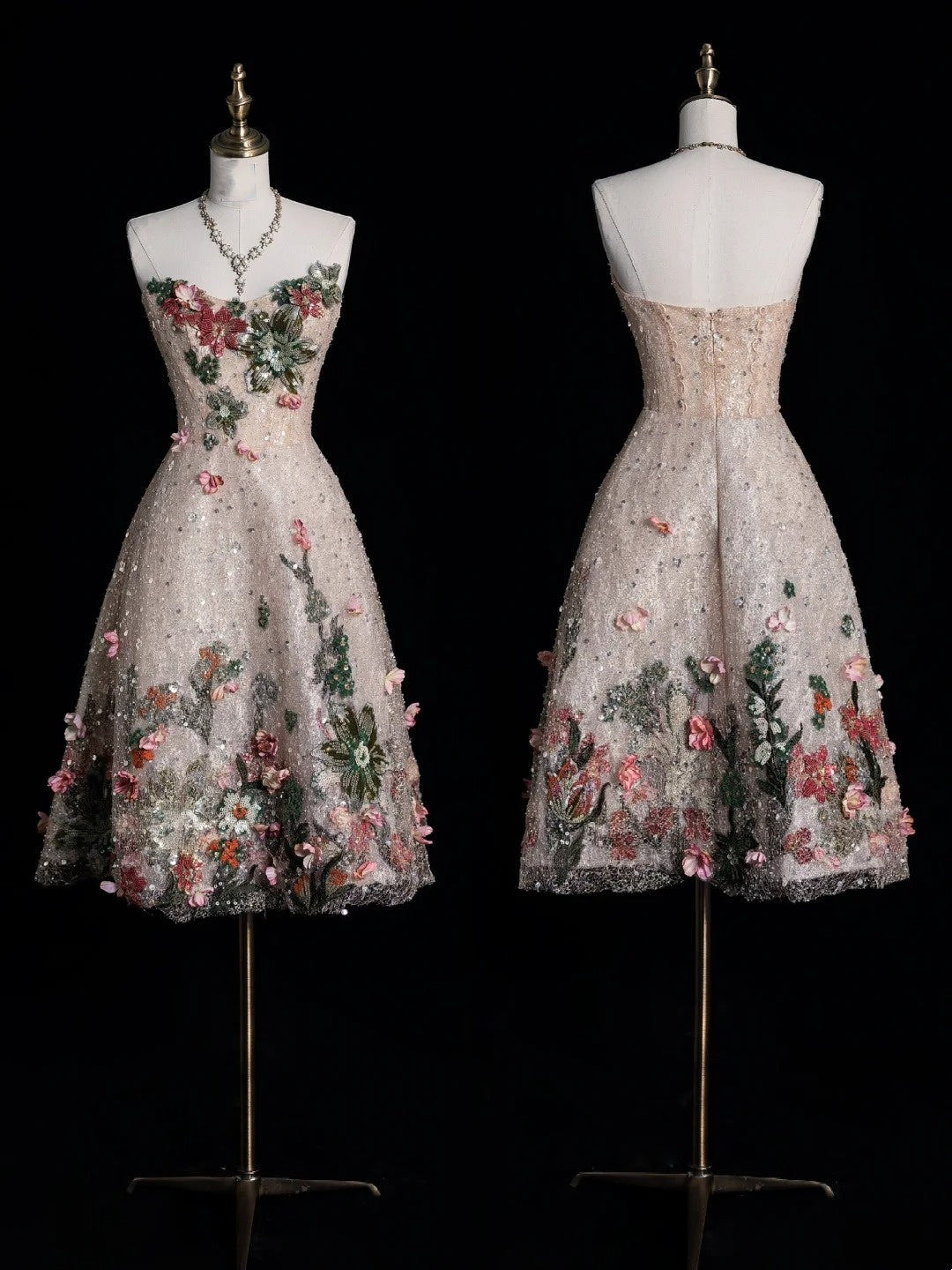 Funkelndes Ballkleid mit Herzausschnitt, kurzes Spitzenkleid zum 16. Geburtstag, Homecoming-Kleid für die Mittelstufe, Cocktailkleid N509