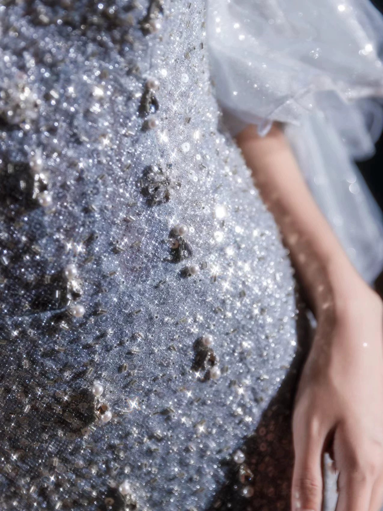Robe de soirée sirène scintillante, bustier, sequins gris argentés, robe de bal longue, tenue de fête pour un 21e anniversaire AB2316