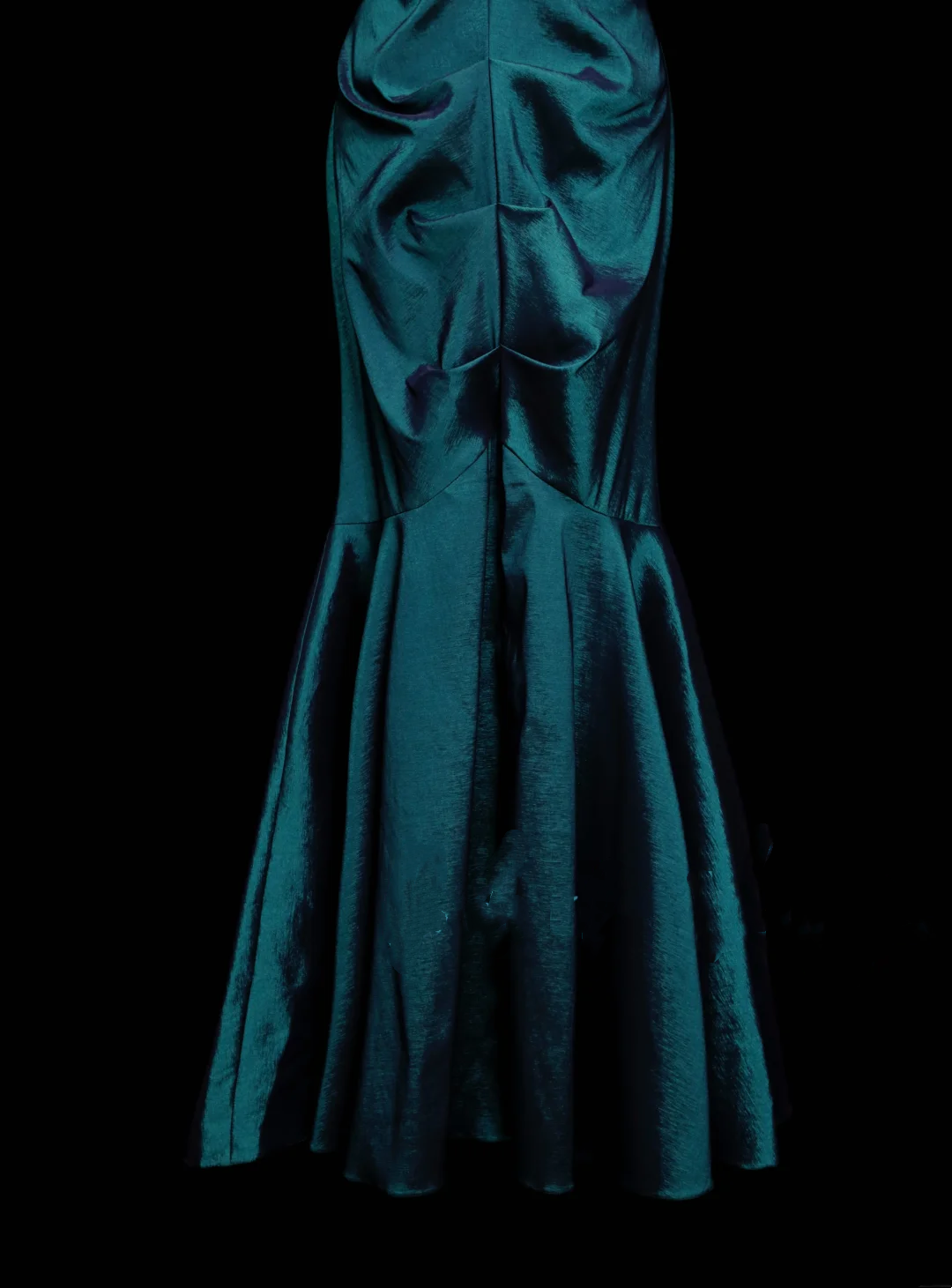 Stunning Mermaid V Neck Blue Satin Pleated Long Prom Dresses Evening Outfits Formal Dress OB050