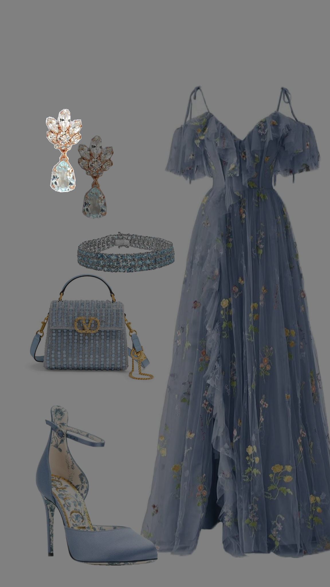 Robe de soirée élégante en tulle bleu à fines bretelles et coupe trapèze, inspiration pour femmes et jeunes filles, robe de bal longue AB1818