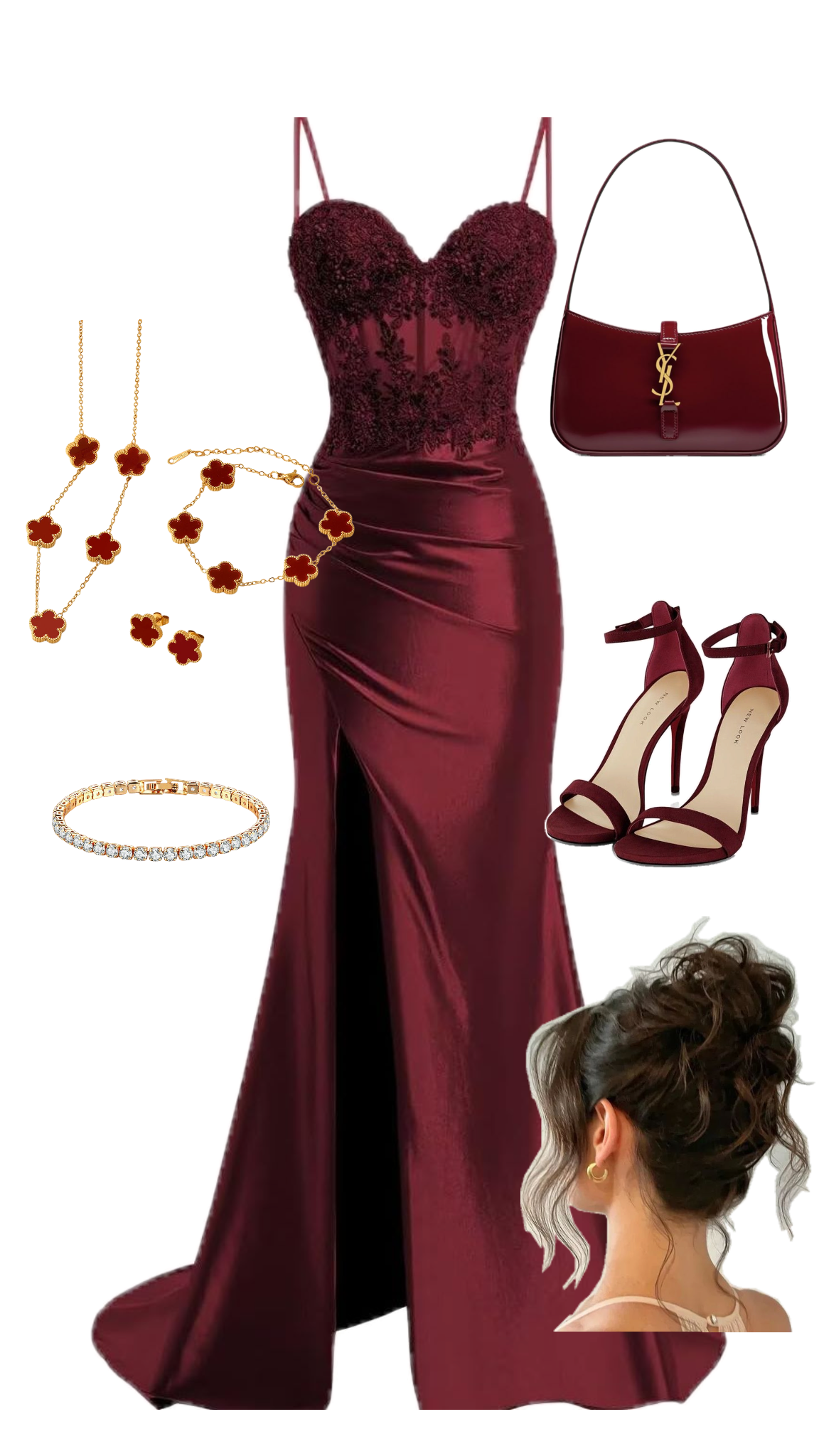 Robe de soirée sirène bordeaux à fines bretelles, élégante robe de bal en satin AB1860