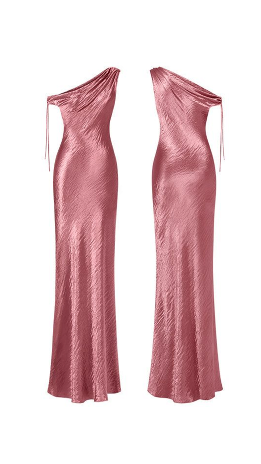 Elegant Sheath Pink One Shoulder Floor Length Formal For Women Girls Teens Prom Dresses N2339