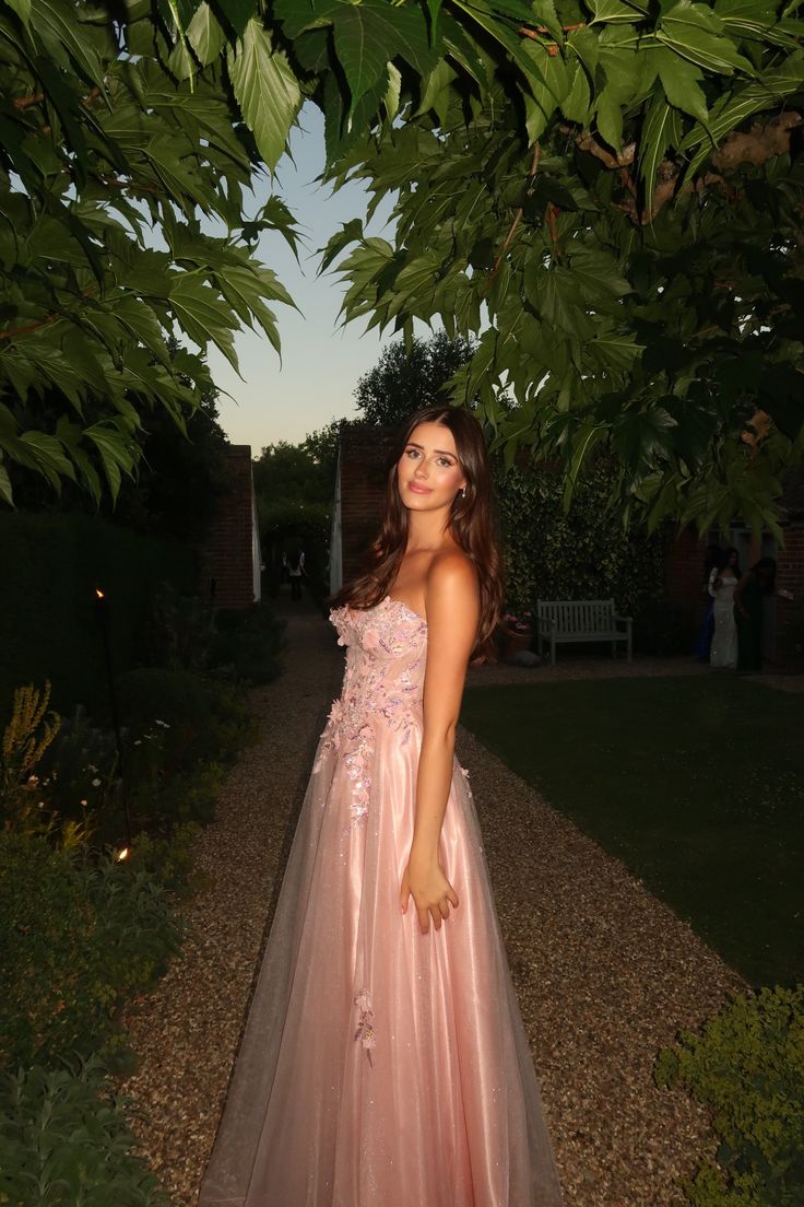 Robe de bal longue en dentelle rose blush, coupe trapèze, sans bretelles, tenue de soirée pour 22e anniversaire, RA010