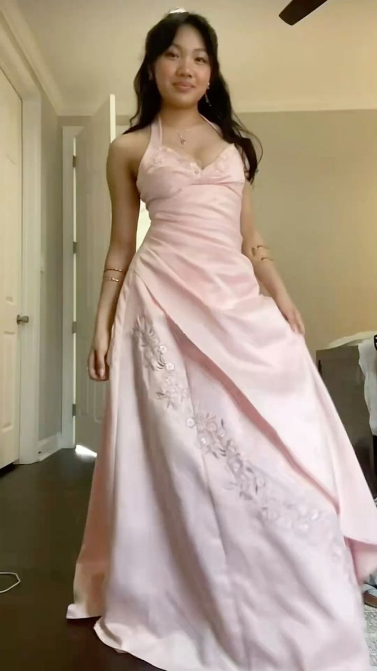 Jolie robe de bal rose dos nu, tenue de soirée pour 18e anniversaire, robe de bal RA029