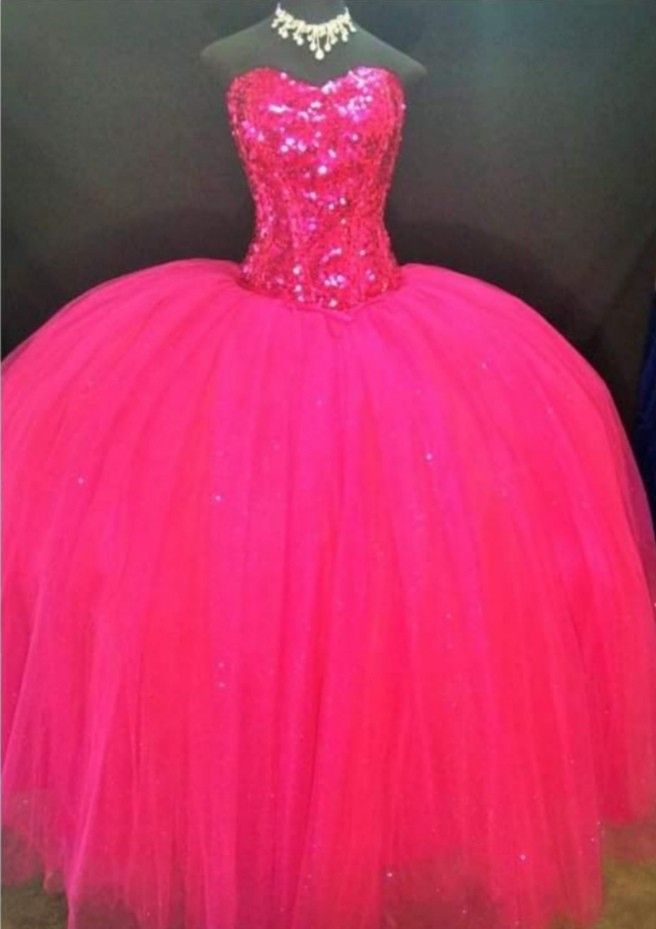Charmantes Ballkleid Sweetheart Pink Tüll Langes Quinceanera Kleid Sweet 15 16 Kleider RA036