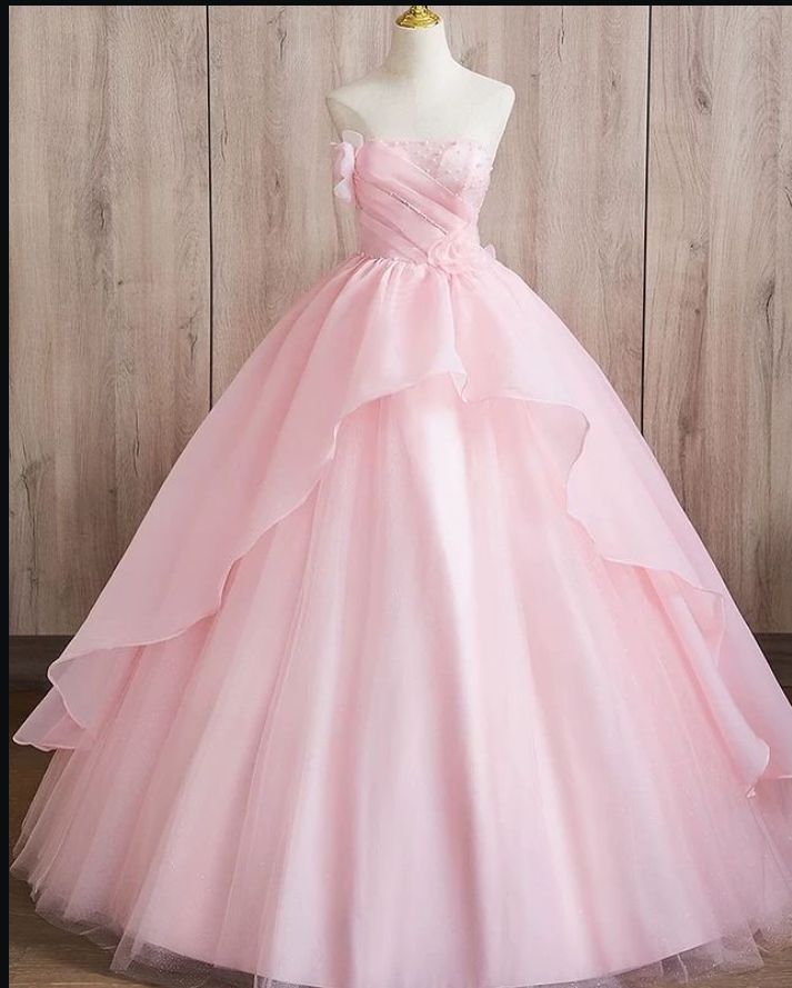 Robe de bal bustier en tulle rose, robe de soirée élégante, robe de bal ...