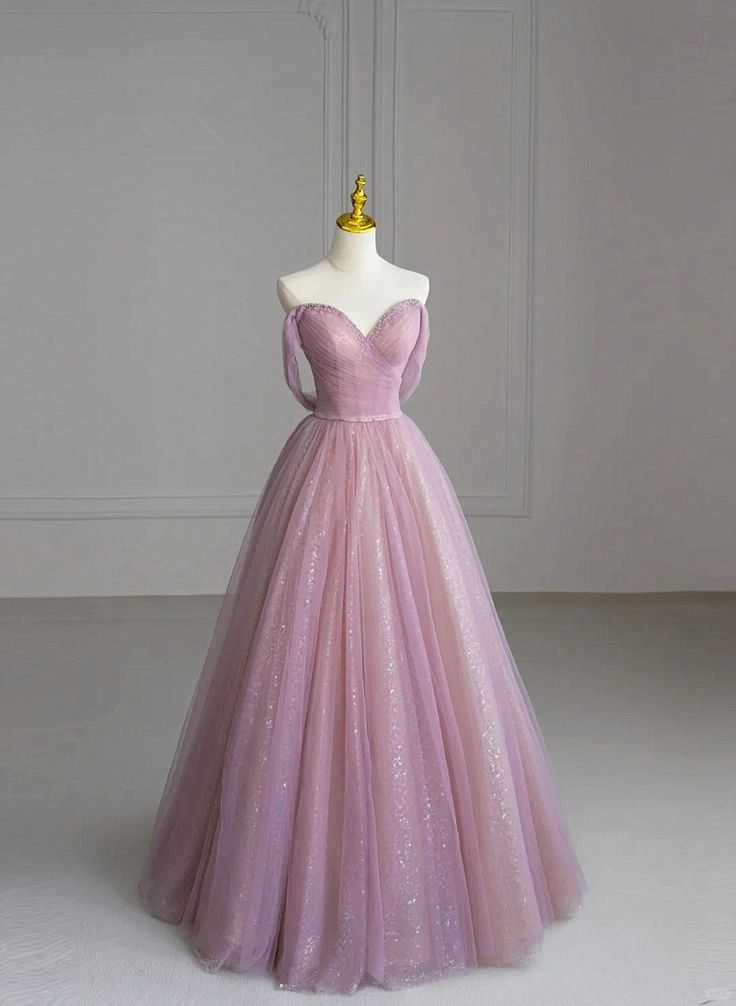 Robe de bal unique à épaules dénudées en tulle rose, robe de bal longue, tenue de soirée, d'anniversaire, de remise de diplôme, RB1041