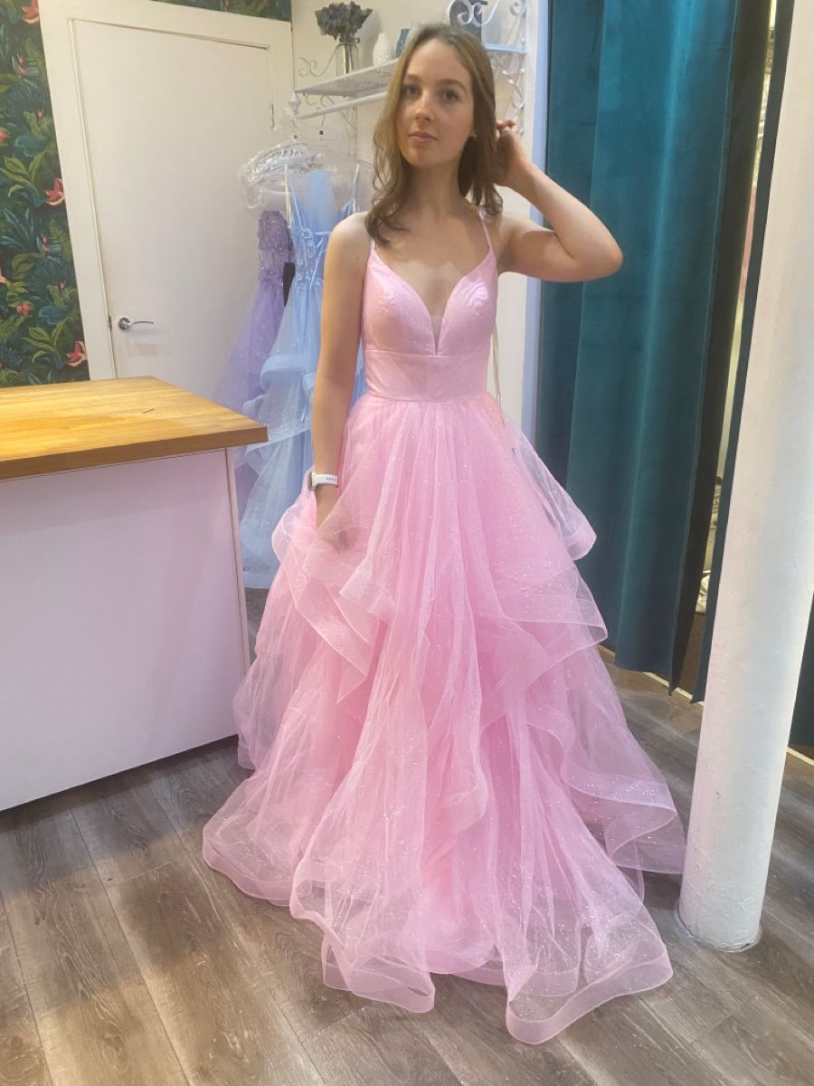 Robe de bal élégante à bretelles spaghetti, robe de bal rose longue, tenue de fête pour 18e anniversaire, robe de remise de diplôme RB1047