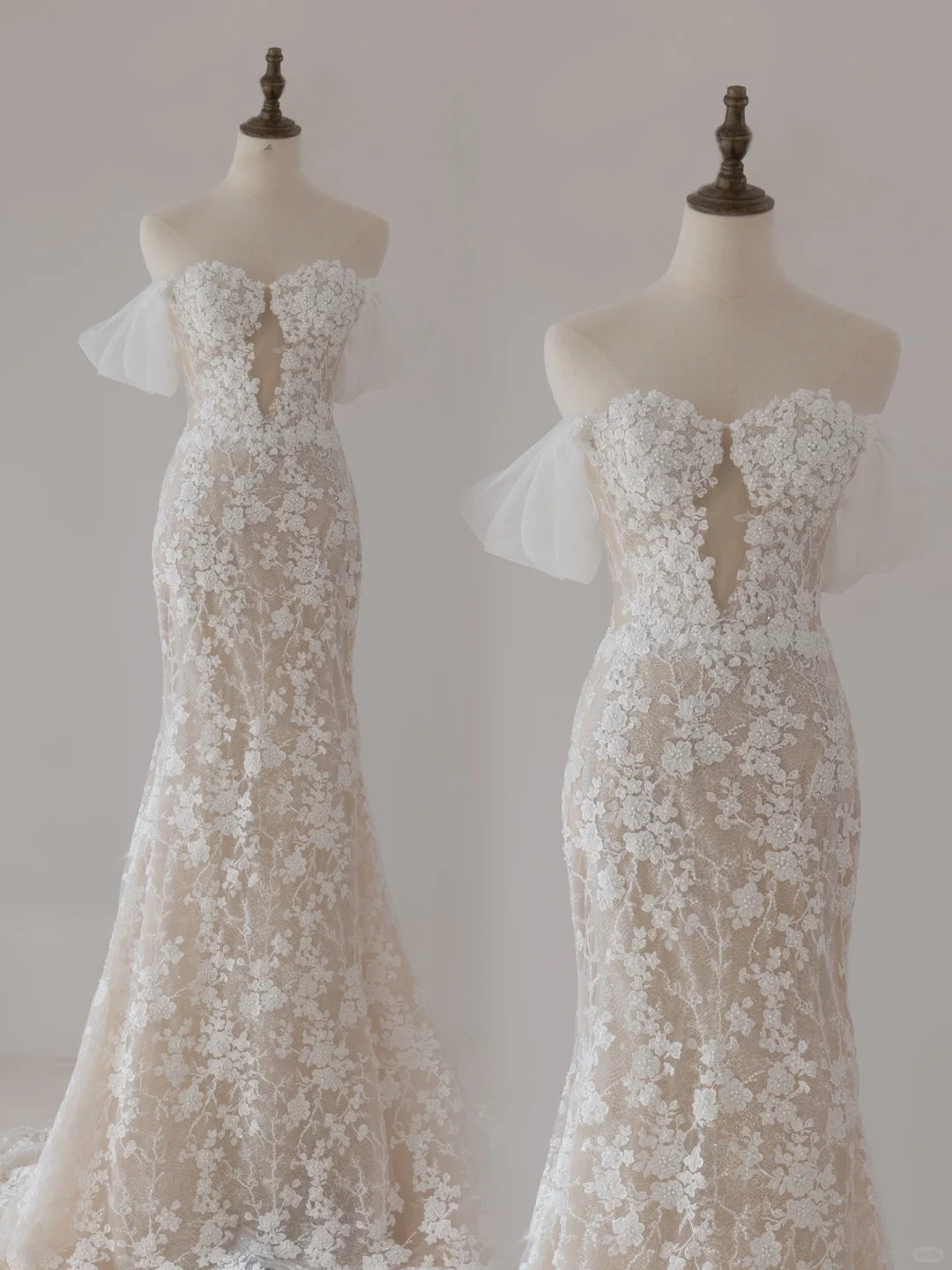 Modest Mermaid Off The Shoulder Short Sleeves Fitted Lace Corset Wedding Dress Long Bridal Gown Wedding Gowns RB1125