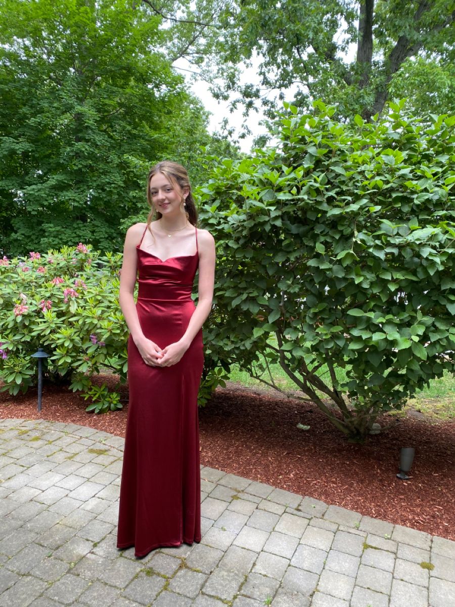 Robe fourreau modeste à bretelles spaghetti en satin rouge, robe de bal longue, tenue de fête, d'anniversaire, de remise de diplôme, pour adolescentes, RB1158