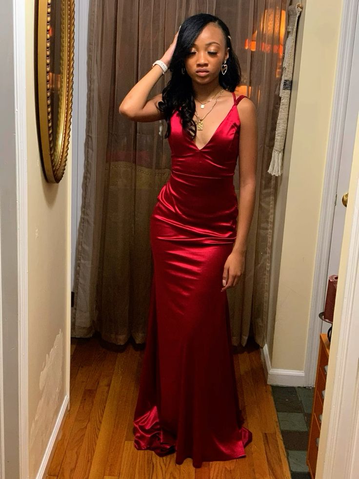 Robe de bal sirène modeste à bretelles spaghetti, rouge et noir, robe longue de soirée, tenue d'anniversaire, robe de remise de diplôme pour adolescentes, RB1173