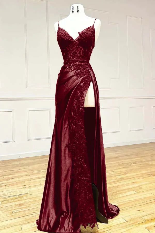 Robe de bal longue sexy à bretelles spaghetti et dentelle noire, tenue de soirée pour 21e anniversaire, robe de remise de diplôme, RB1197
