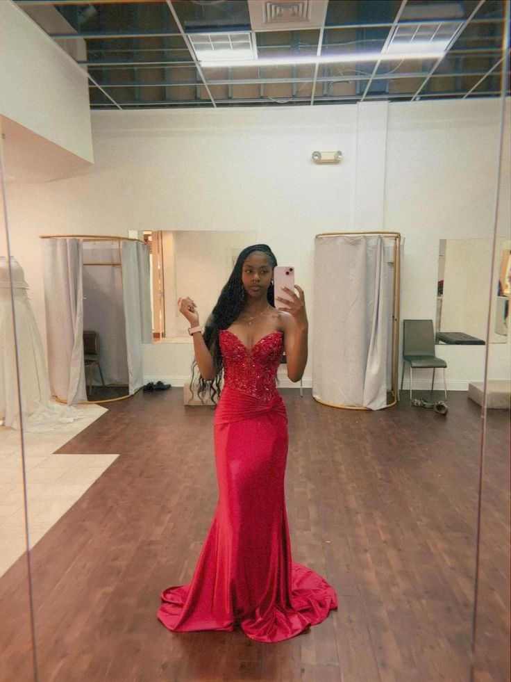 Robe de bal longue rouge sirène scintillante, décolleté en cœur, tenue de soirée d'anniversaire, robe de bal RB1317