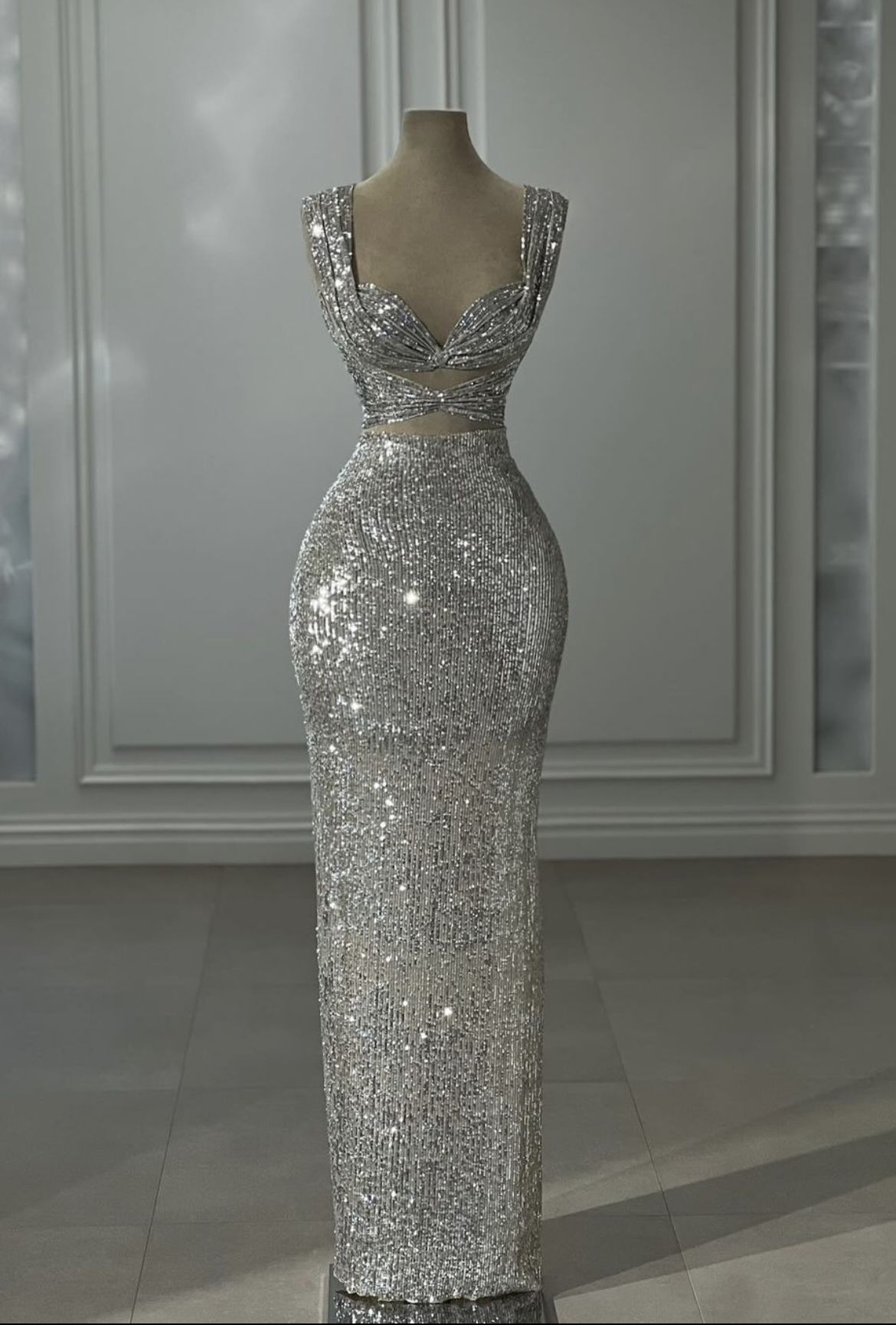 Robe de bal sirène glamour à paillettes argentées et décolleté en cœur, tenue de soirée pour 20e anniversaire, robe de remise de diplôme RB1441