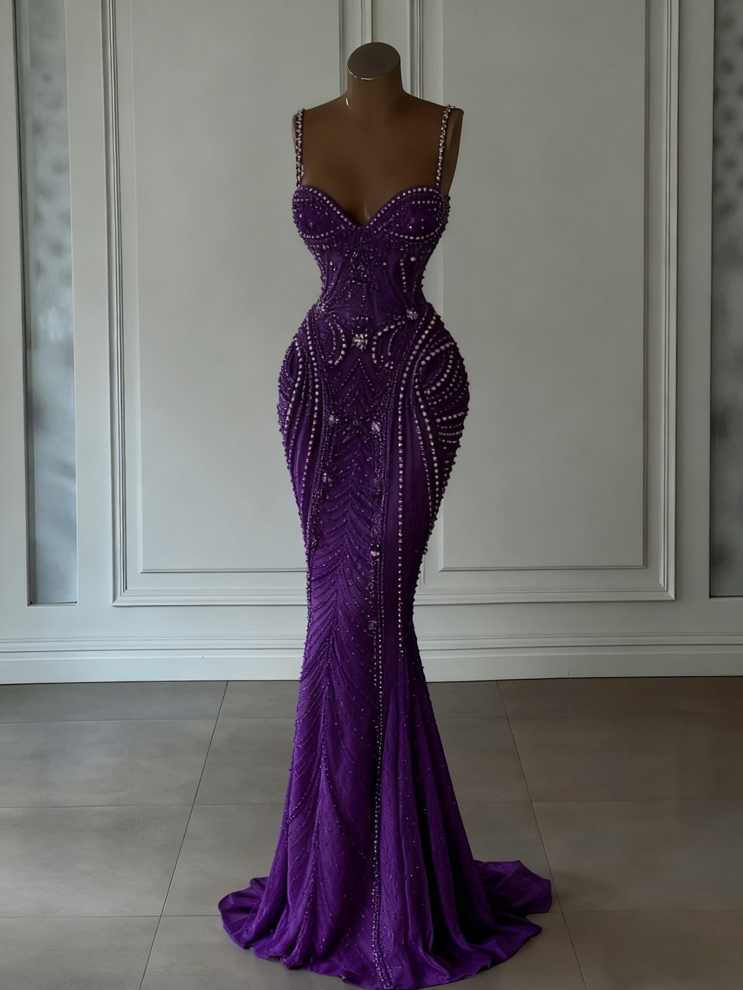 Robe de mariée sirène scintillante à bretelles spaghetti et paillettes blanches, robe longue perlée, robes de mariée RB1442