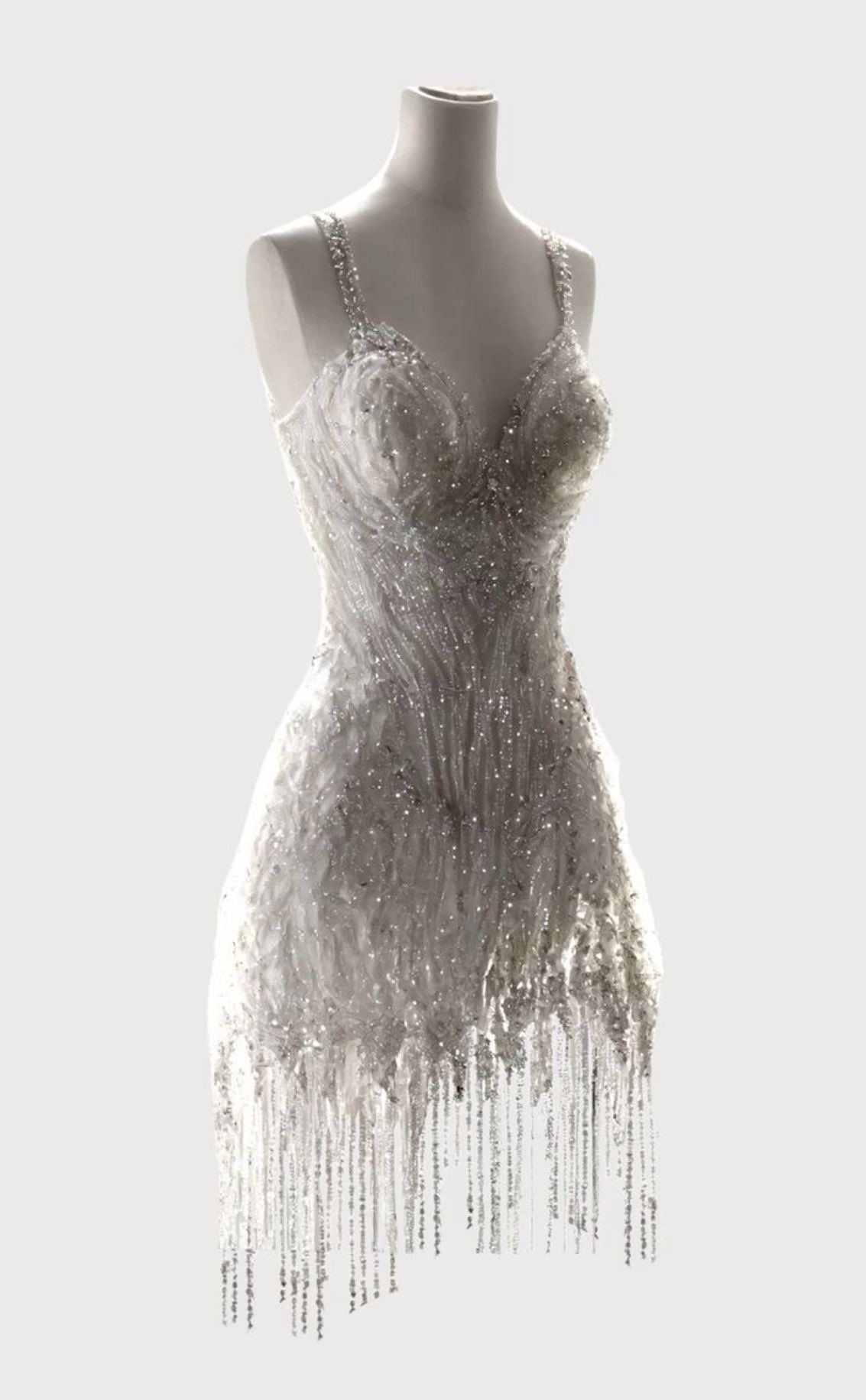 Sparkly A Line Spaghetti Straps White Sequin Beaded Wedding Dress Short Bridal Gown Wedding Dresses RB1463