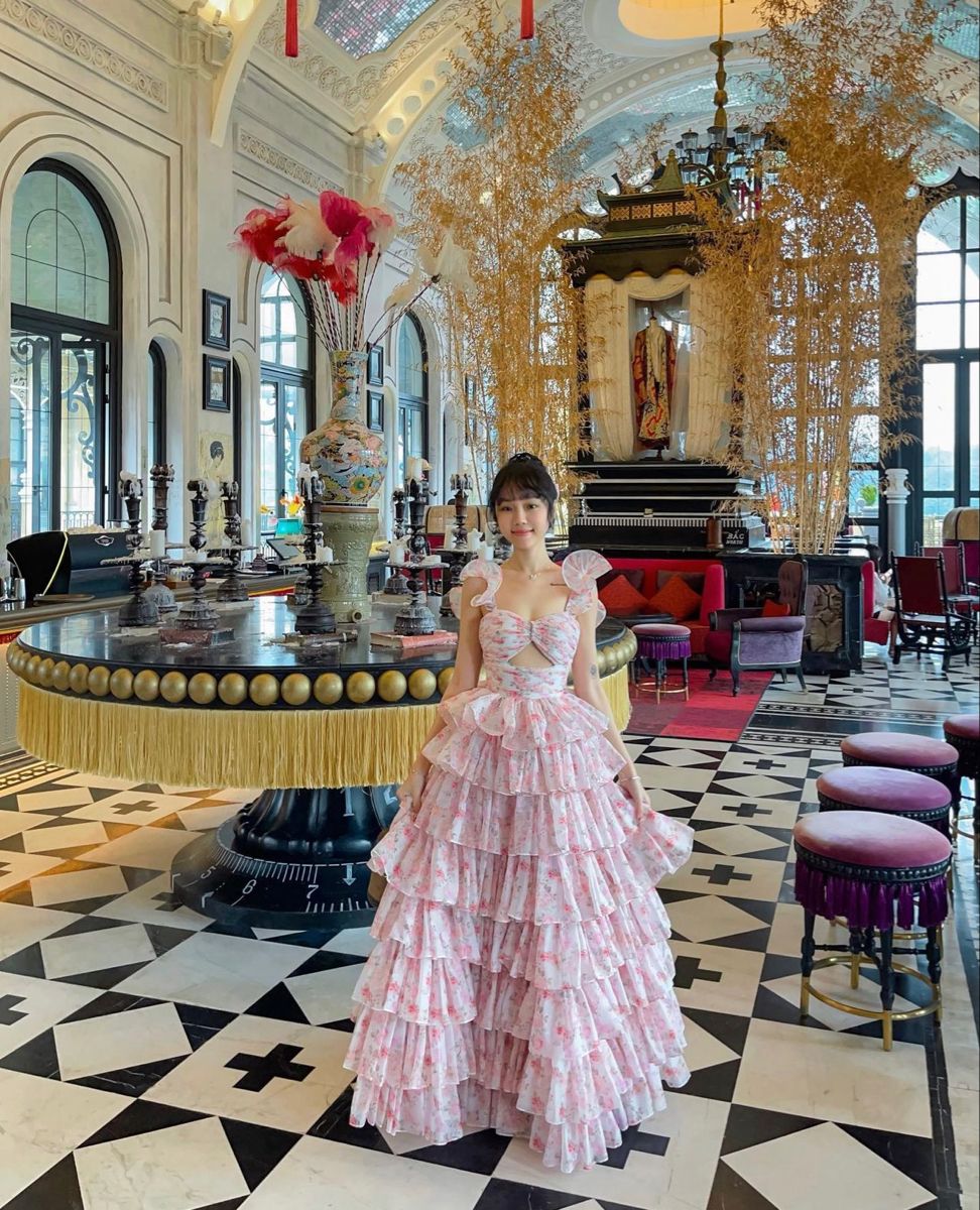 Robe de bal chic à bretelles, motif floral, rose, longueur au sol, tenue de soirée, tenue d'anniversaire, robe de bal RB1717